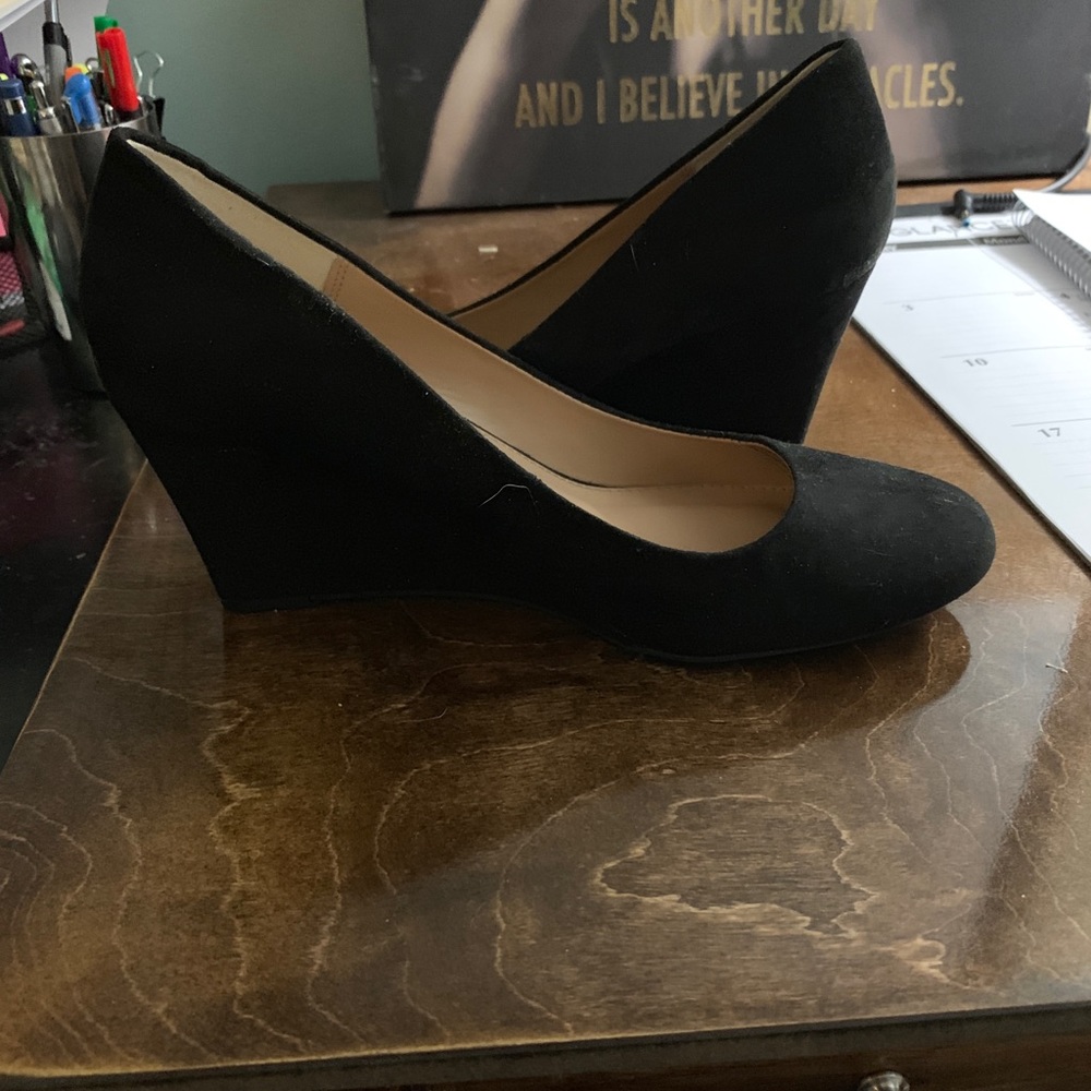 Black suede wedges